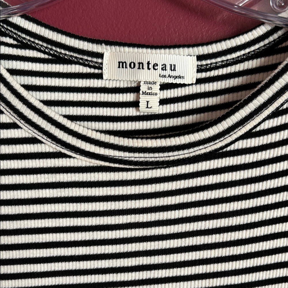 Monteau Classic Black and White Striped Tee